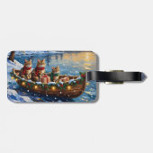 Siberische Katten Kerst Boot Vakantie Bagagelabel (Achterkant horizontaal)
