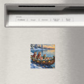 Siberische Katten Kerstboot Vakantie Magneet (Insitu (Vaatwasser))