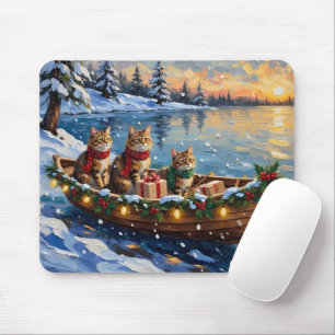 Siberische Katten Kerstboot Vakantie Muismat