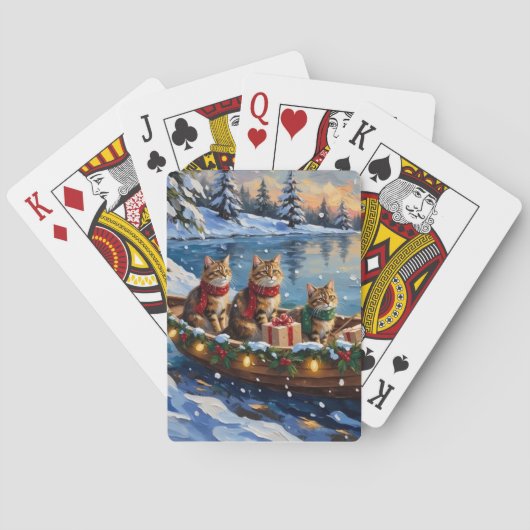 Siberische Katten Kerstboot Vakantie Pokerkaarten (Achterkant)