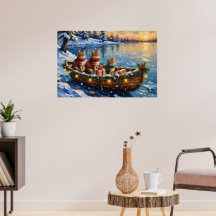 Siberische Katten Kerstboot Vakantie Poster