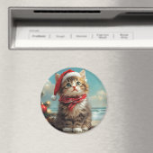 Siberische Katten Kerstmis Vintage Strand Magneet (Insitu (Vaatwasser))