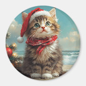 Siberische Katten Kerstmis Vintage Strand Magneet (Voorkant)
