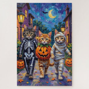 Siberische katten trick-or-treating Halloween kost Legpuzzel