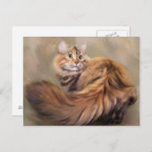 Siberische kattenportret-kunstolie briefkaart (Voorkant / Achterkant)