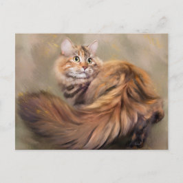 Siberische kattenportret-kunstolie briefkaart