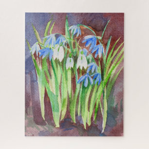 Siberische squill blauwe lente bloem schilderij legpuzzel