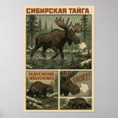 Siberische Taiga Wild – Moose & Wolverines Poster (Voorkant)