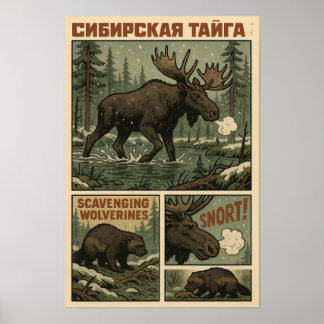 Siberische Taiga Wild – Moose & Wolverines Poster