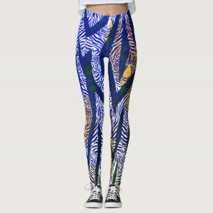 Siberische tijger blauw patroon Leggings