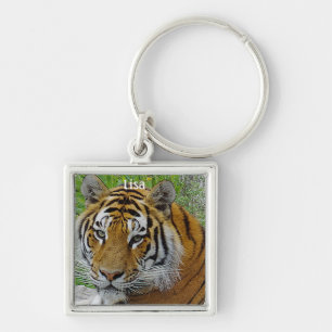 Siberische Tijger Close-up Foto van Gezicht Sleutelhanger