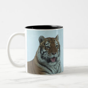 Siberische tijger dicht bij gezicht 2 tweekleurige koffiemok