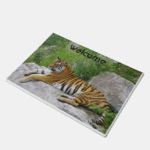 Siberische tijger die op een rots ligt deurmat (Schuin)