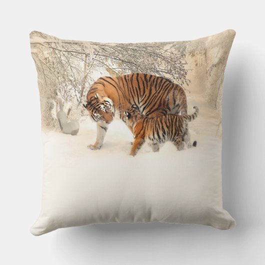 Siberische tijger en Cub Pillow Kussen (Achterkant)