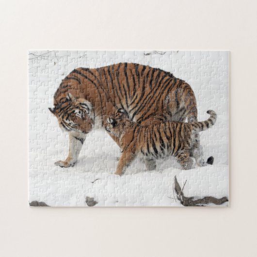 Siberische tijger en Cub Puzzle Legpuzzel (Horizontaal)