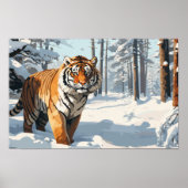 Siberische tijger in besneeuwde Bossen Poster (Voorkant)