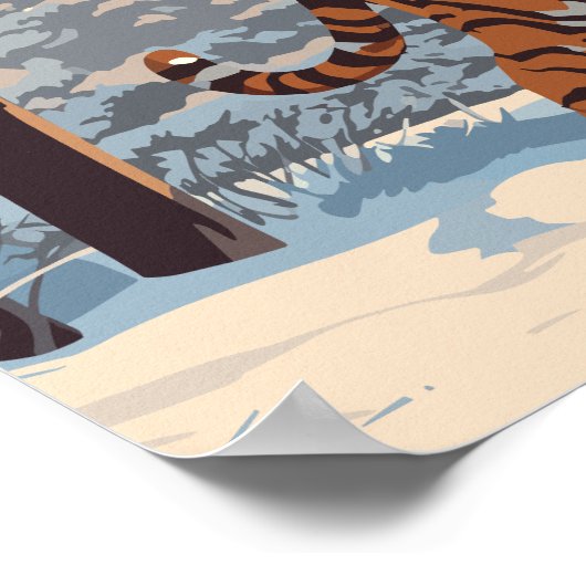 Siberische tijger in Bos - Ai Poster (Hoek)