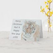 Siberische Tijger in Kerstmis van de Sneeuw Kaart (Gele Bloem)
