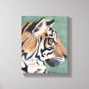 Siberische tijger - Oorspronkelijke Waterverf wand Canvas Afdruk