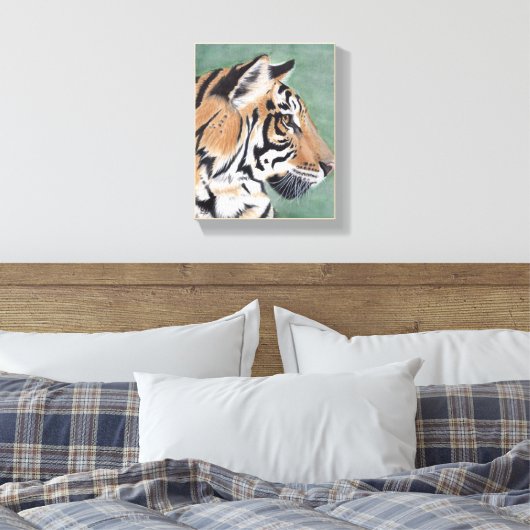 Siberische tijger - Oorspronkelijke Waterverf wand Canvas Afdruk (Insitu (Slaapkamer))