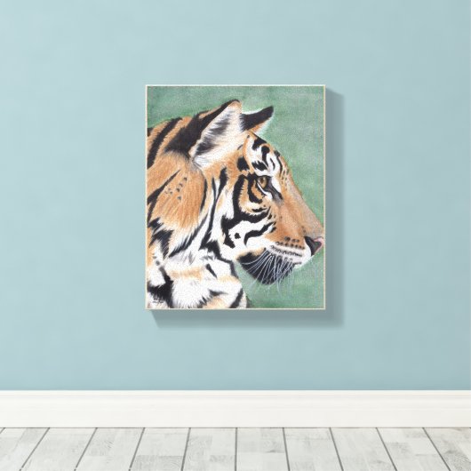 Siberische tijger - Oorspronkelijke Waterverf wand Canvas Afdruk (Insitu (Houten vloer))