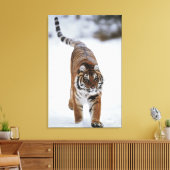 Siberische tijger op sneeuw canvas afdruk (Insitu (Woonkamer))