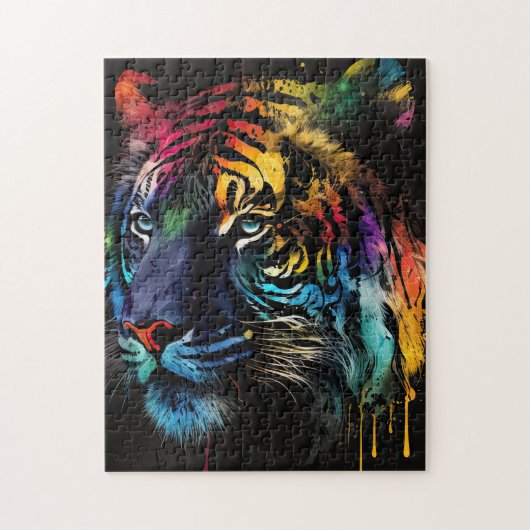 Siberische tijger Puzzle, regenboogkleuren Legpuzzel (Verticaal)