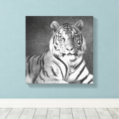 Siberische tijgerkunst in zwart-wit - Canvas (Insitu (Houten vloer))