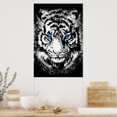 Siberische Witte Tijger Kop - Tijger Poster Blauwe (Keuken)
