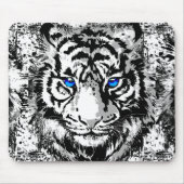 Siberische witte tijger - Tiger Blue Eyes Mousepad Muismat (Voorkant)