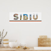sibiu city roemenië landmerk in tekstsymbool tra poster (Keuken)