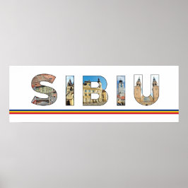 sibiu city roemenië landmerk in tekstsymbool tra poster