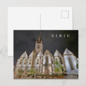 Sibiu kathedraal 's nachts briefkaart (Voorkant / Achterkant)