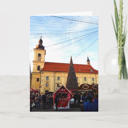 Sibiu Kerstmarkt Feestdagen Kaart (Voorkant)