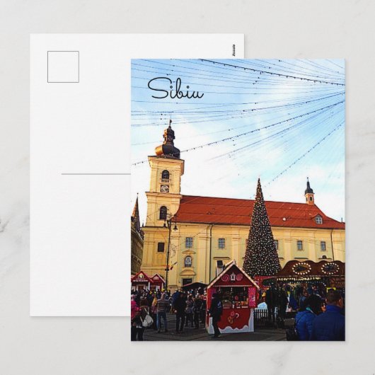 Sibiu kerstmarkt feestdagenkaart (Voorkant / Achterkant)
