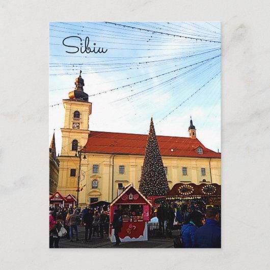 Sibiu kerstmarkt feestdagenkaart (Voorkant)