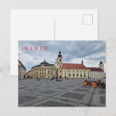 Sibiu Stadhuis en kerk uitzicht briefkaart (Voorkant / Achterkant)