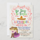 Sibling Blonde Fiesta Mexicaanse verjaardagsuitnod Kaart (Voorkant)