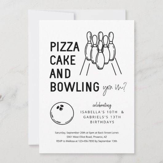Sibling Bowling Party uitnodiging (Voorkant)