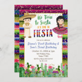 Sibling Cactus Fiesta Mexicaanse verjaardagsuitnod Kaart (Voorkant / Achterkant)
