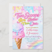 Sibling Double the Scoops Joint Birthday  Kaart (Voorkant)
