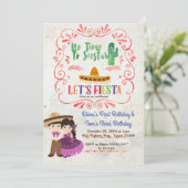 Sibling Fiesta Mexicaanse verjaardagsuitnodiging Kaart (Staand voorkant)