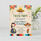 Sibling fiesta partijuitnodiging kaart (Staand voorkant)