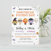 Sibling Halloween Verjaardag Spooktacular Bash Kaart (Staand voorkant)