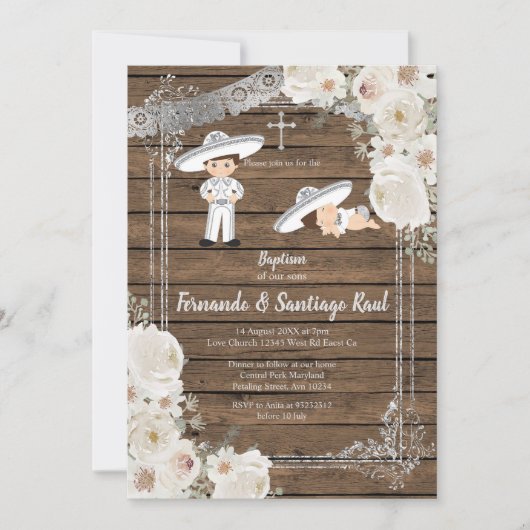 Sibling Silver Fiesta Boy Baptism Birthday Kaart (Voorkant)