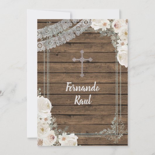 Sibling Silver Fiesta Boy Baptism Birthday Kaart (Achterkant)