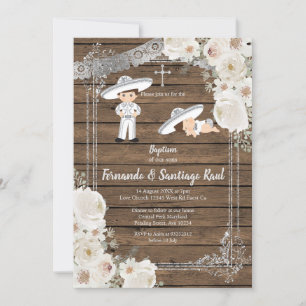 Sibling Silver Fiesta Boy Baptism Birthday Kaart