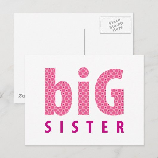 SIBLINGS COLLECTIE - grote zus {roze} Briefkaart (Voorkant / Achterkant)