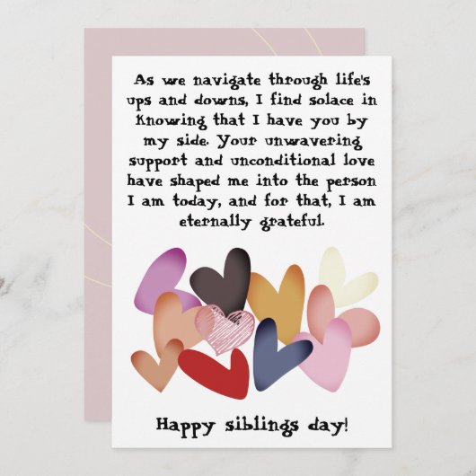 Siblings Day / Verjaardag Broers Zusters Groet Kaart (Voorkant / Achterkant)