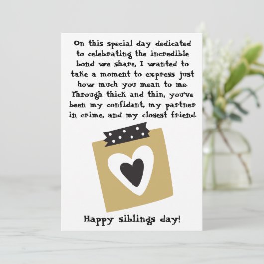 Siblings Day / Verjaardag Broers Zusters Groet  Kaart (Staand voorkant)